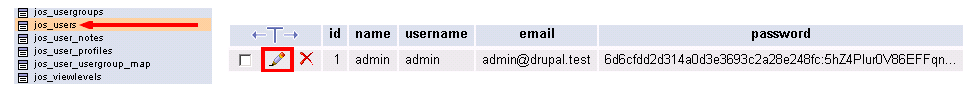 admin password